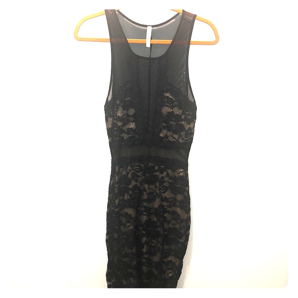 Black Lace and Mesh Dress
